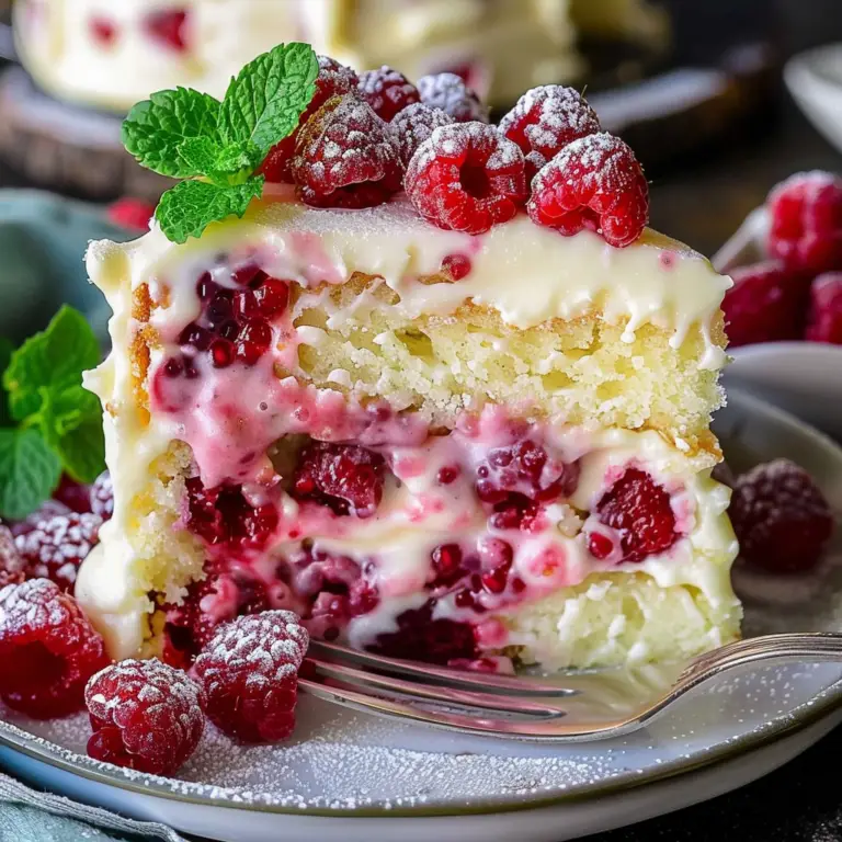 White Chocolate Raspberry Poke Cake - recipeshomely