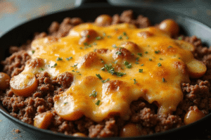 There's something magical about a dish that brings the entire family running to the dinner table, and this one-pan cheesy meat and potato skillet does exactly that. Picture golden, crispy potatoes nestled alongside perfectly seasoned ground beef, all topped with a blanket of melted cheese so rich and gooey it stretches with every forkful. This isn't just dinner – it's a warm hug on a plate.