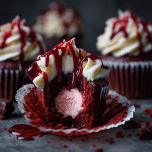 What makes these vampire bite cupcakes absolutely brilliant is the element of surprise. From the outside, they appear to be elegant red velvet cupcakes with beautiful frosting and an artistic drizzle. But when you take that first bite and discover the hidden chocolate truffle center, the vampire bite concept suddenly makes perfect sense. It's that "aha!" moment that makes people love these Halloween cupcakes.