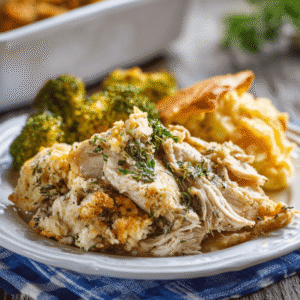 What makes this crock pot chicken and stuffing dinner absolutely brilliant is its simplicity combined with its ability to deliver complex, layered flavors. The slow cooker does all the work, transforming simple ingredients into a meal that tastes like you spent hours in the kitchen. The chicken becomes incredibly tender as it slowly cooks, while the stuffing on top gets that perfect texture – soft and flavorful where it touches the moisture below, with slightly crispy edges where it's exposed to