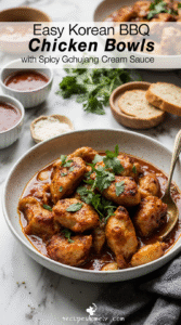 Easy Korean BBQ Chicken Bowls with Spicy Gochujang Cream Sauce