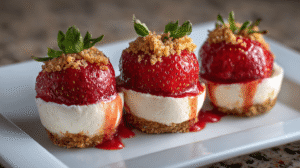 No-Bake Cheesecake Strawberry Bites – These Disappear Fast!