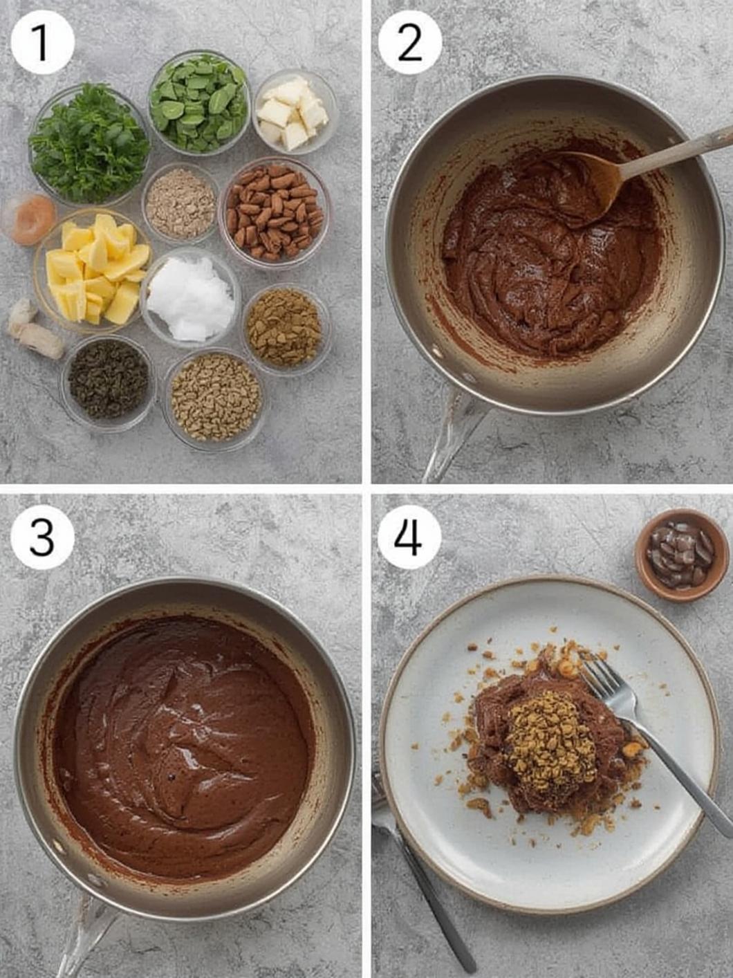 Detailed process shot of layering white and dark chocolate